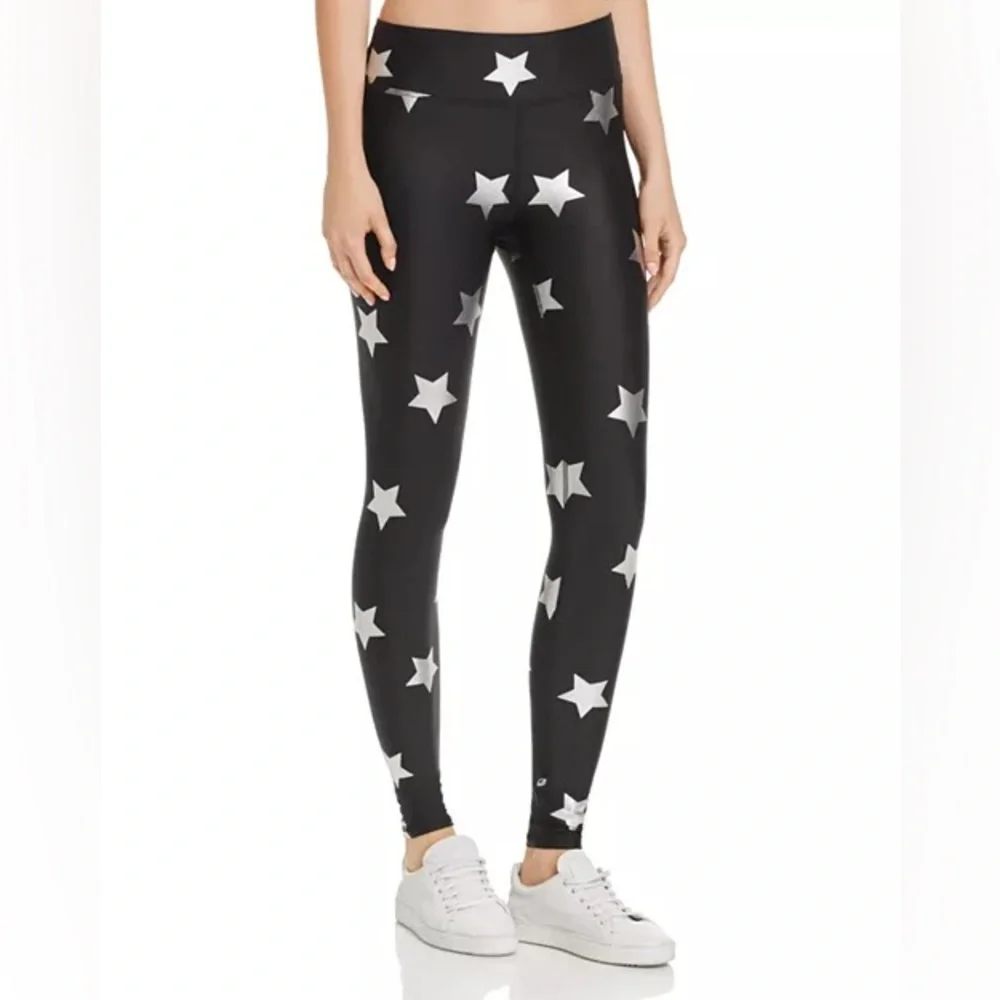 Terez Black and Silver Star Foil Leggings - Picture 1 of 7